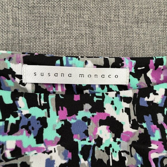 Susana Monaco Shift Dress Short Cap Sleeves Vibrant‎ Abstract Print Small - Picture 3 of 10